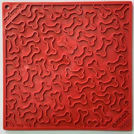 Tapis de léchage "os" rouge - Taille L