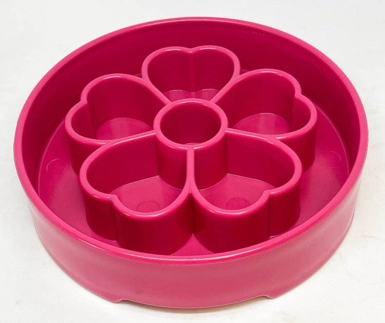 Gamelle anti-gloutons "fleur" rose