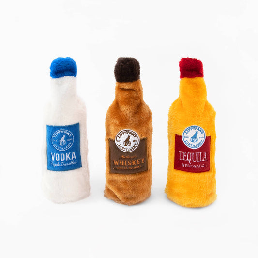 Bouteilles d'alcool - Peluche pour chien avec 3 choix